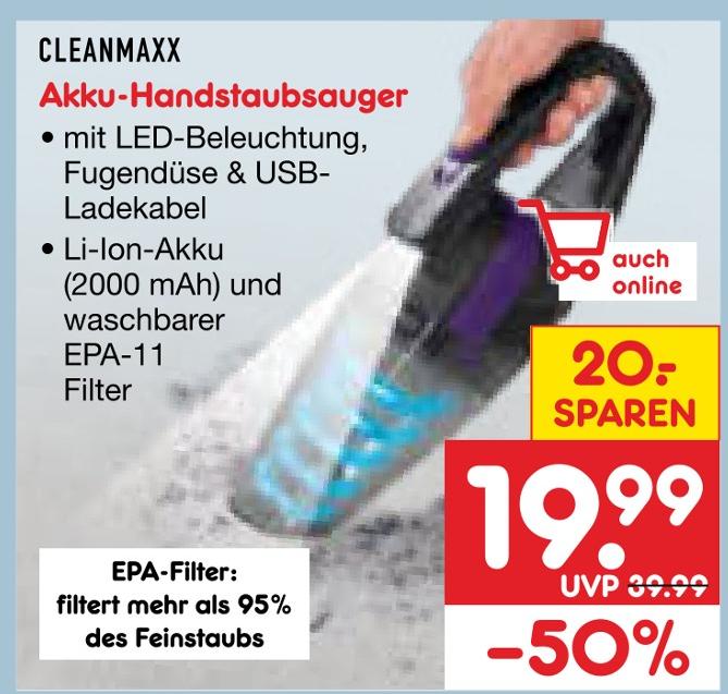 Akku-Handstaubsauger von CLEANMAXX im aktuellen Netto Marken-Discount Prospekt